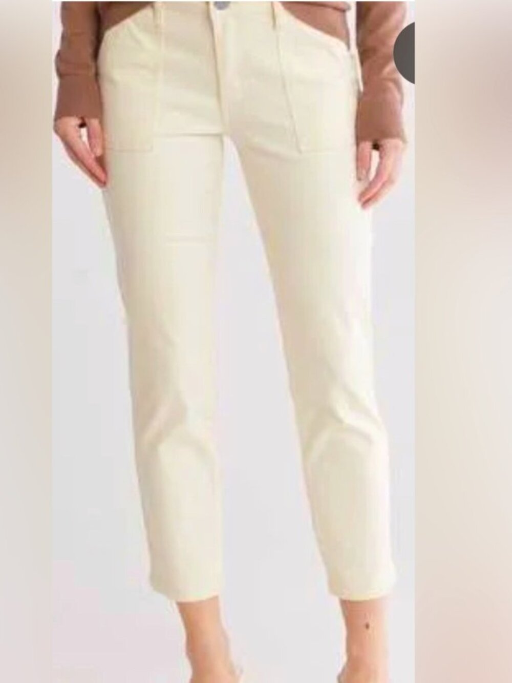 Kut from the Kloth Katy cream white ankle straight leg jeans denim pants